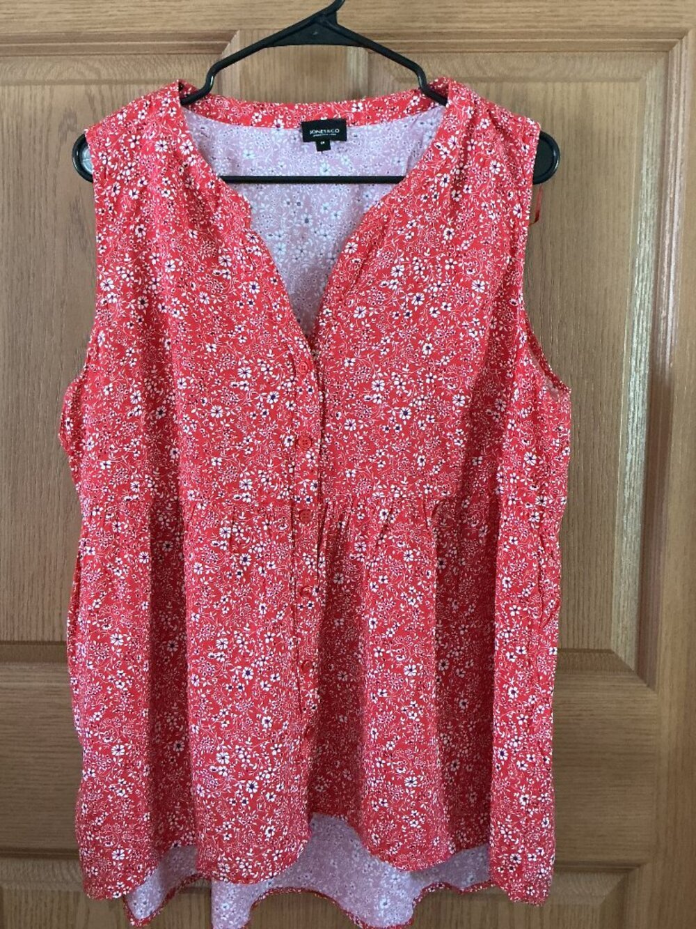Jones & Co Red Peplum Blouse